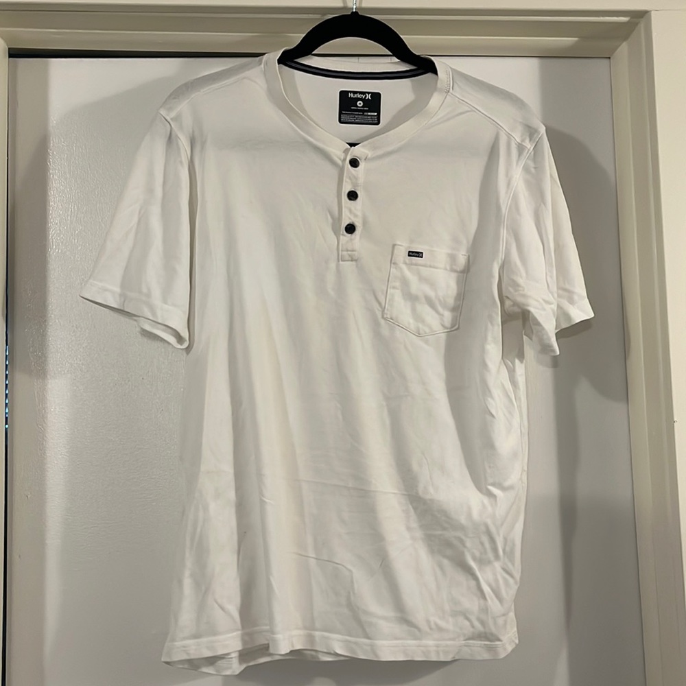 Hurley White V neck button up tee